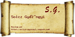 Solcz Gyöngyi névjegykártya